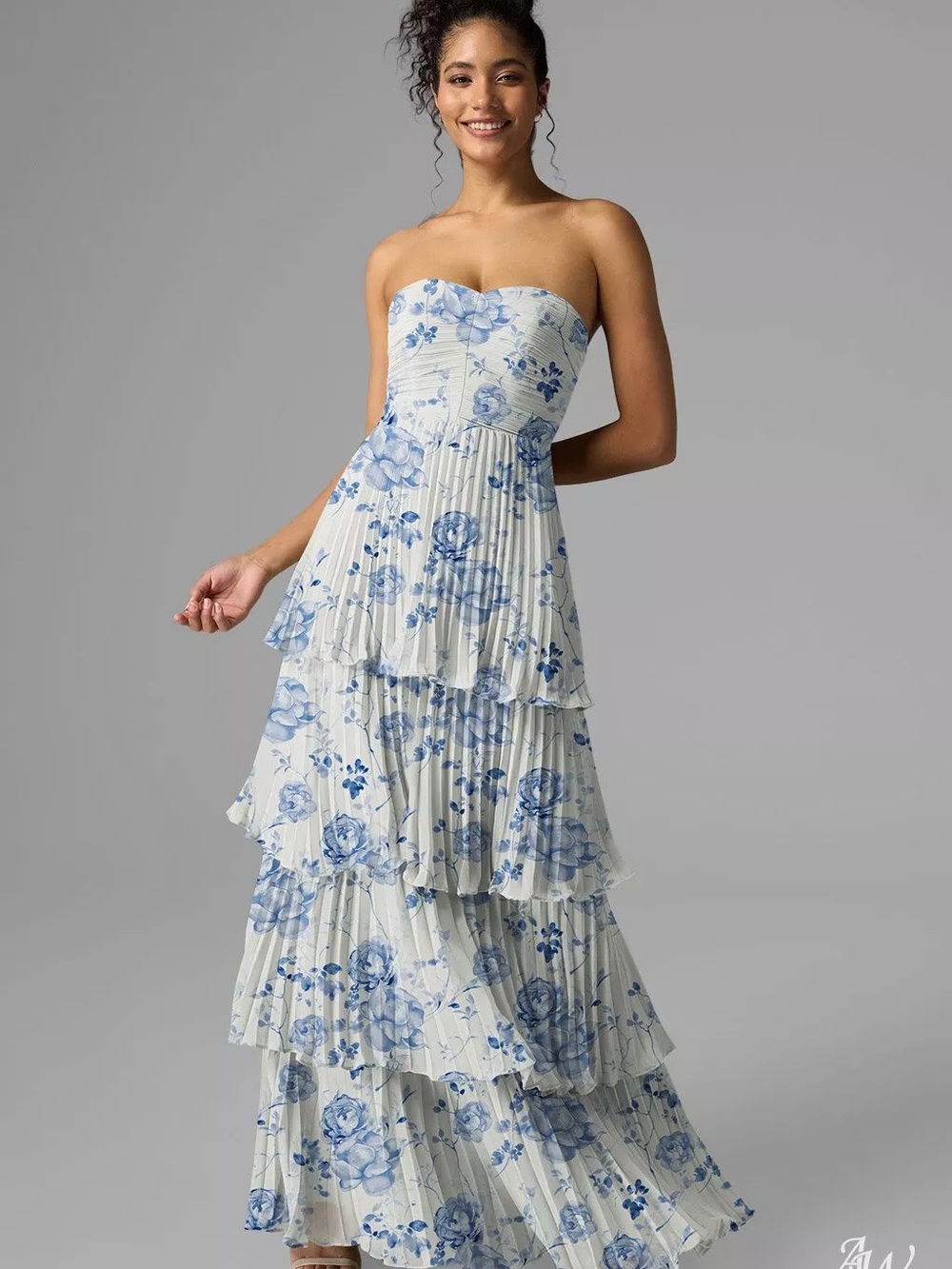 AW Bridal Bryn Dress Strapless Blue Botanical